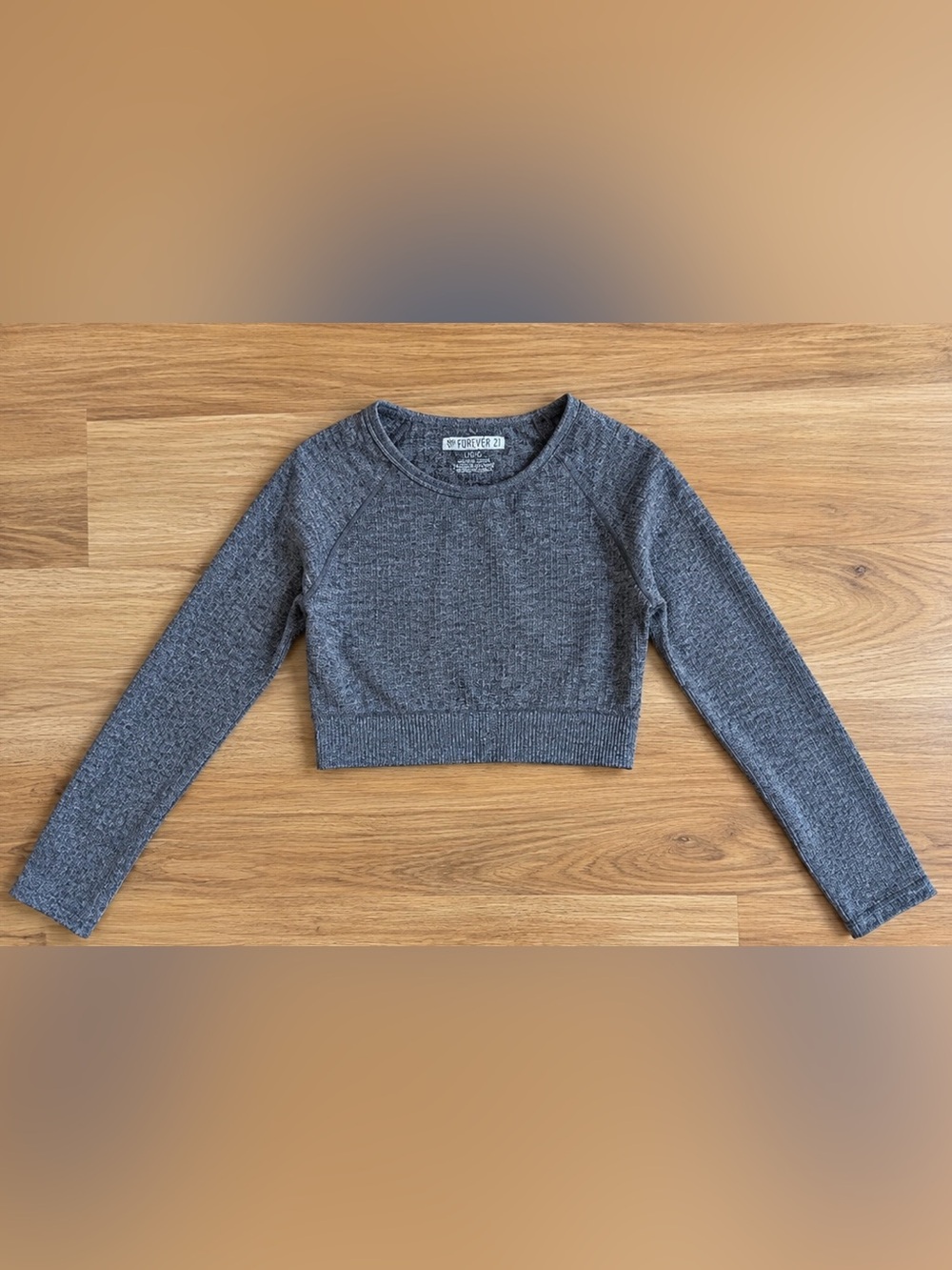 Forever 21 Grey Ribbed Cropped Long-Sleeve Women’s Sweater